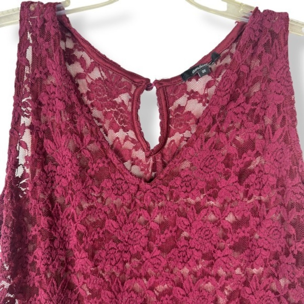 Womens Lace Burgundy Bodysuit Size 3x Witchy Vamp Coquette Festival Goth Y2K - Picture 9 of 11
